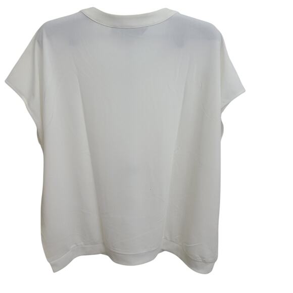 White Short Sleeve Blouse 2XL Embellished Elegant & Comfort - Picture 3 of 7